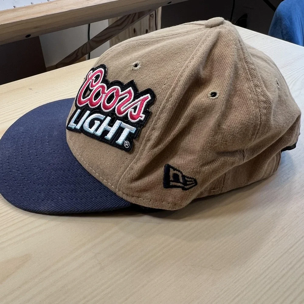 Coors Light New Era Hat Cap Strap Back Mens One Size Beige Navy Duck Corduroy